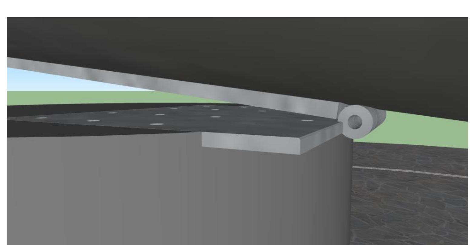 Figure 5: The hinge connecting the sighting tube to the central shaft. 