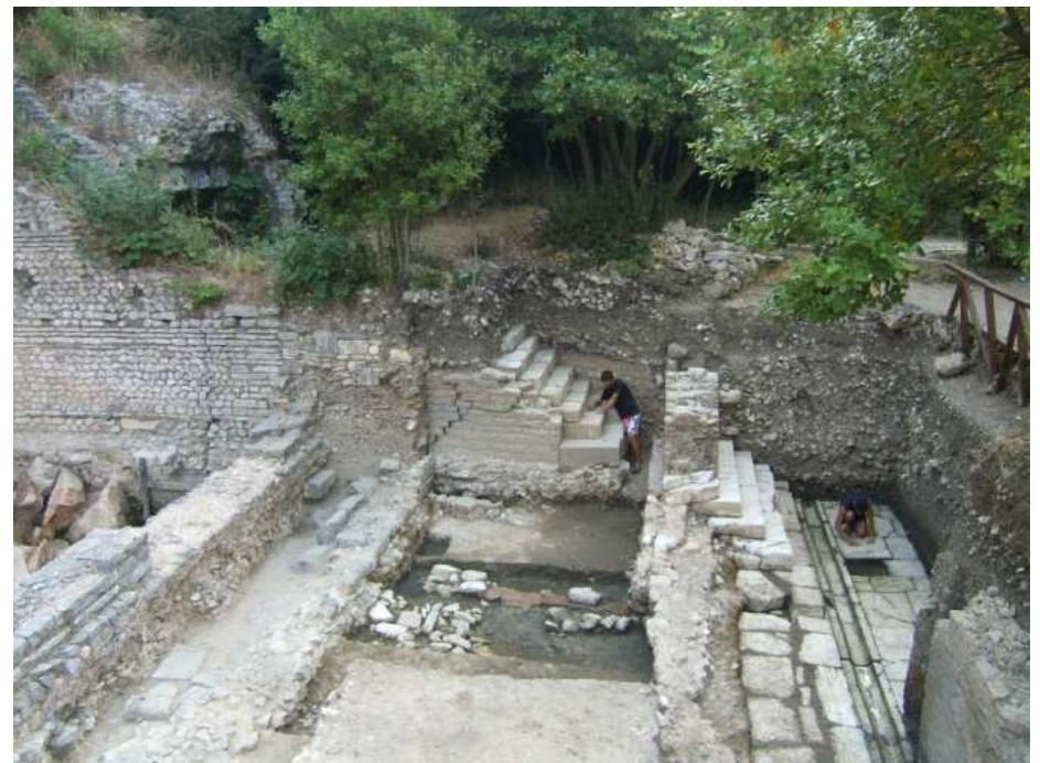 ‘Fig. 12. Forum pavement and steps leading to the two-storey building (Area VI). 