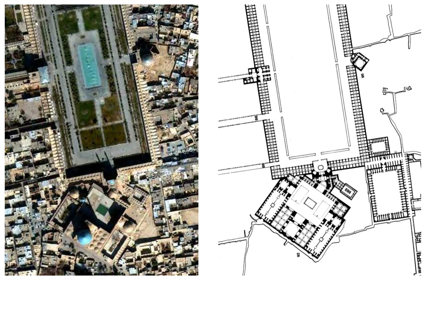 The location of the mosque within the city or town often forms a type of spatial dislocation within the overall context of building and street alignments. It is not uncommon for the streets and buildings to be oriented towards the cardinal directions and the mosque in an opposing orientation. The problems of layout and spatial configuration are obvious. Any dislocation on a practical level is simply a problem to be resolved by the architect; however on the symbolic level, it is actually appropriate, for there is a discontinuity between profane space and sacred space and such a dislocation manifests the juxtaposition of the two spatial modes.  dislocation manifests the juxtaposition of the two spatial modes. 