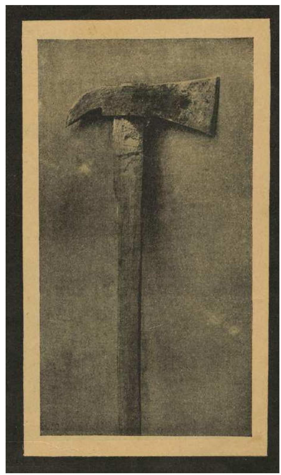 Fig. 2: Axe. In Z. S. Ostrovskii, Evreiskie pogromy, 1918-1921, (Moscow: Shkola i kniga 1926), 30. Courtesy of the Blavatnik Archive, New York. 