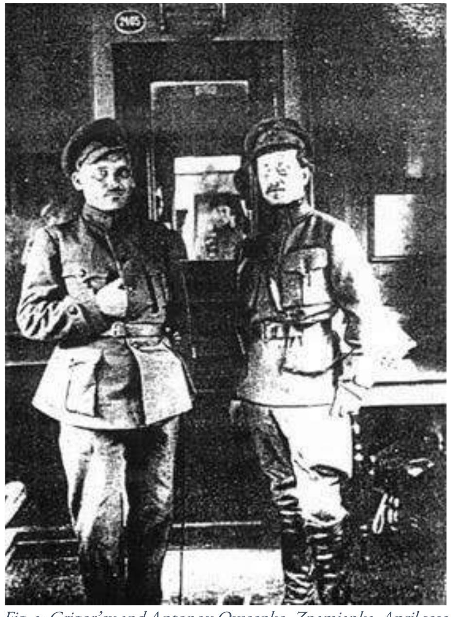 Salo ae beats’ = fasted CV alll £LTLLOLLIOY NY VOCCLING, Ltidiilidiiid, So a LGA  Attps://ru. wikipedia. ore/wiki/I puropses, Huxudop Arexcaugposmyt/media/Q@arit:Grigoryev  (green insurgents) jpg   these reports were all sent to the Bolshevik Central Committee, the Party leadership continued to depend on Grigor’ev in the hope “that his military strength might be put to use,” as Commander of the Ukrainian Soviet Army, Antonoy-Ovseenko, put it. As late as May 2, 1919, Antonov-Ovseenko dispatched a confidential memorandum to the Soviet government, advising it to maintain close cooperation with Grigor’ev, even praising him as “a local man” who has “always stood up against the oppressors of the peasantry.” While acknowledging Grigor’ev’s unpredictability, Antonov-Ovseenko asserted: “it should be quite possible to keep him under control.”” 