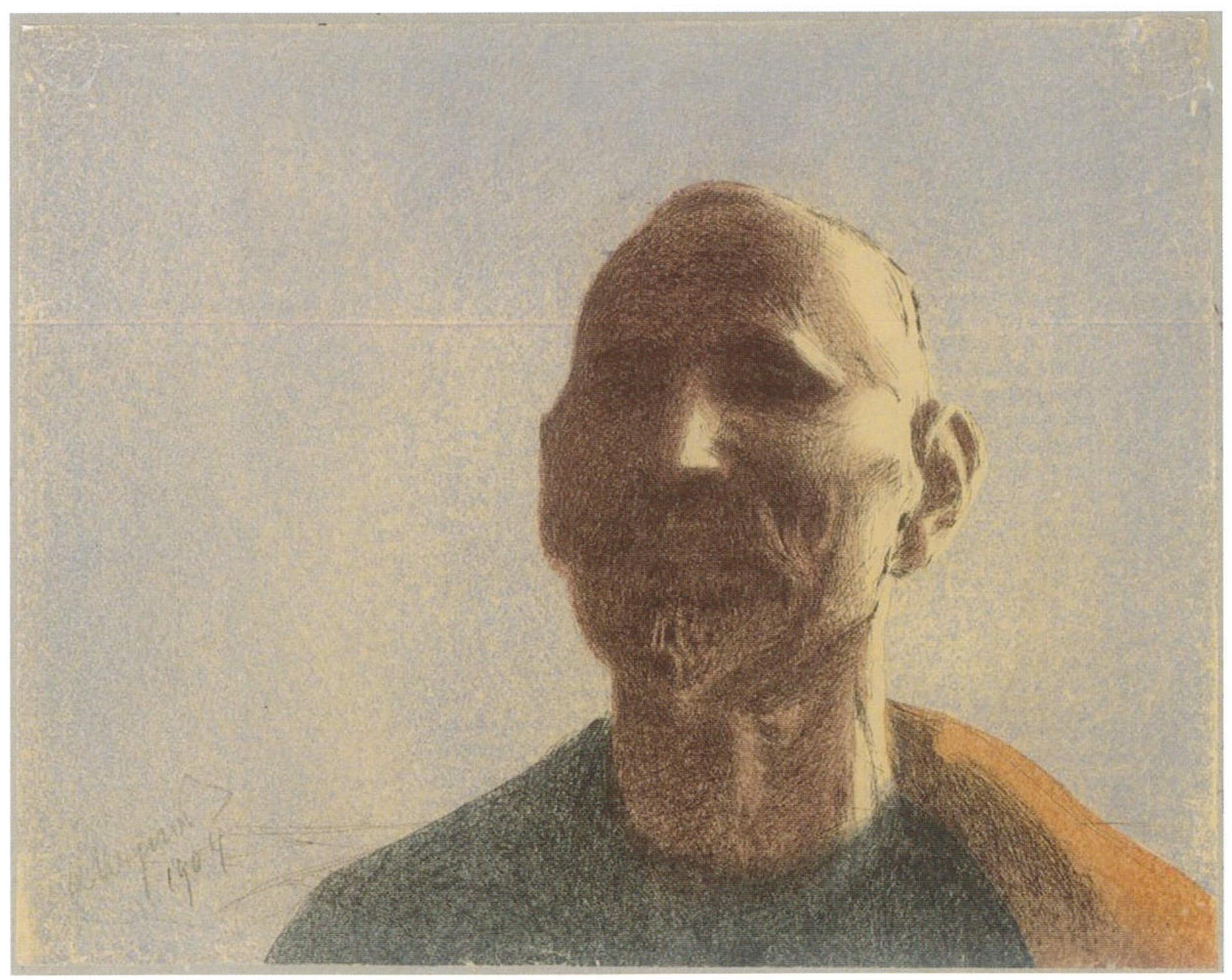 138. Leon Wyczélkowski, Self-Portrait, 1904. fluorine etching, 250 x 318 mm (Warsaw, National Museum). 