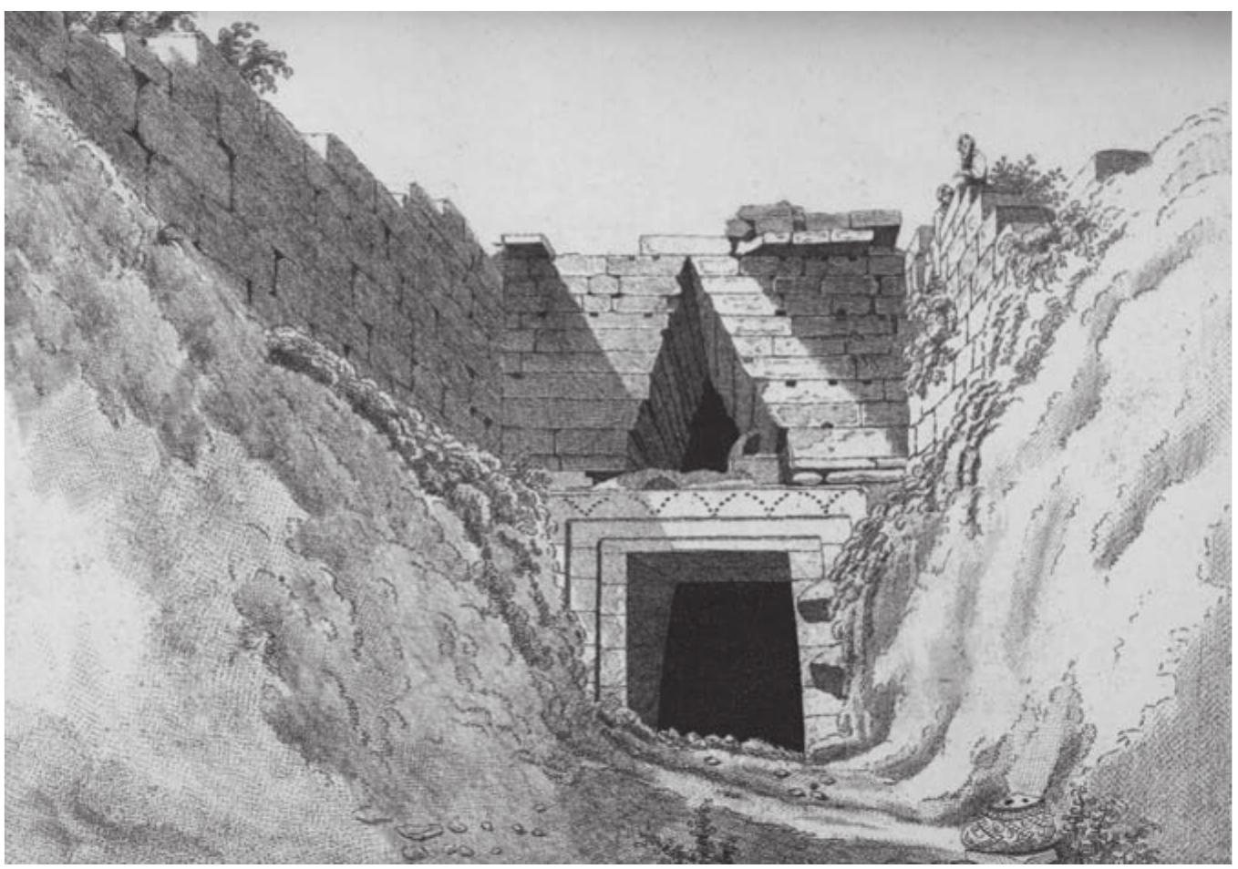 Figure 7.5. William Gell’s view of the entrance to the Treasury of Atreus, 1810, reproduced as Plate 5 in Gell 1810. 