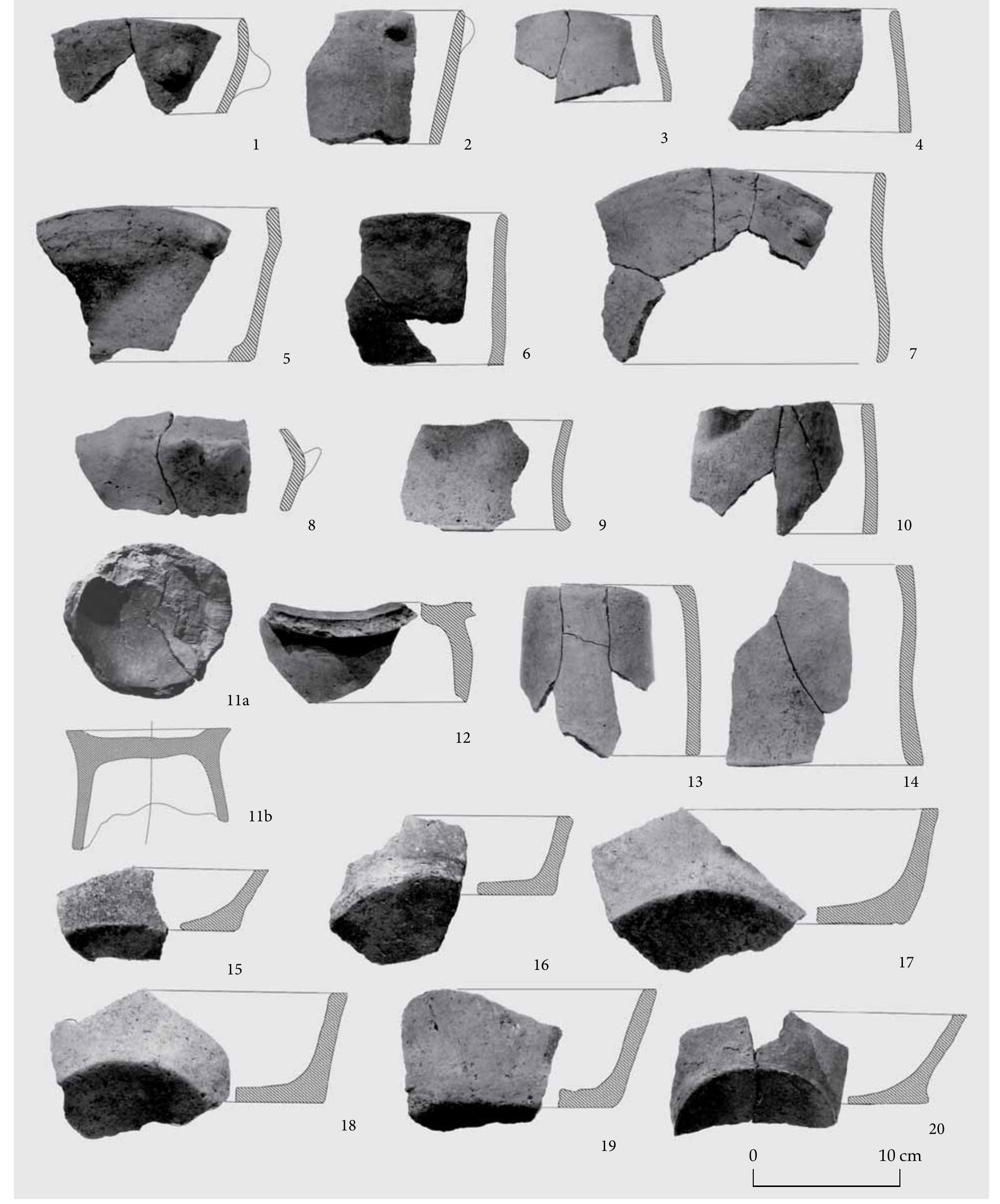 Fig. 18 Ceramic finds (1-20) of Feature 148.  Judit P. Barna, Gabor Serlegi, Zoltan Fullar and Eszter Banffy 