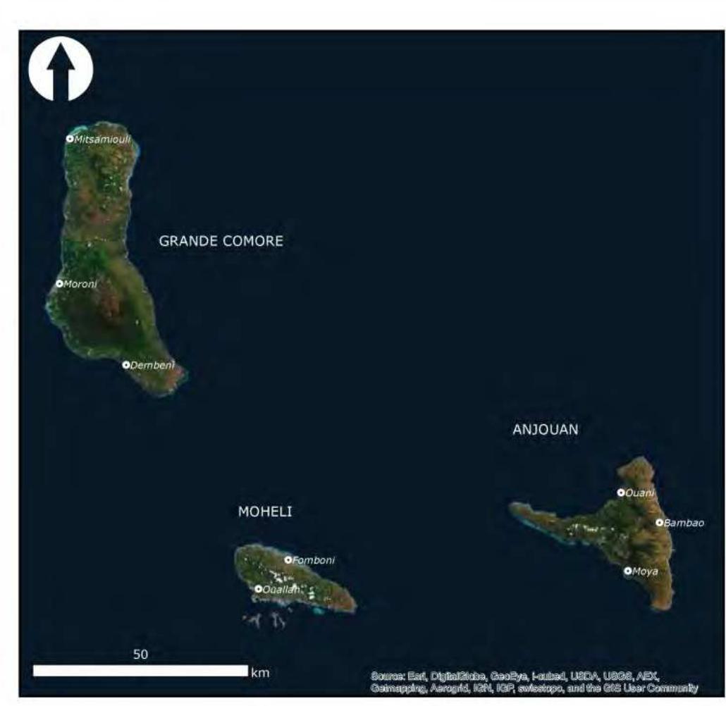 Figure 2-50: Map of the islands of the Comoros. 