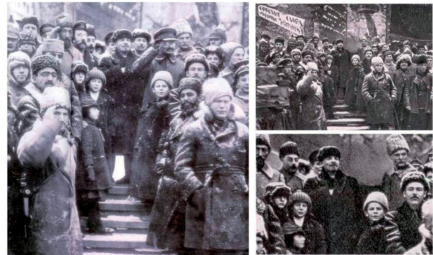 Figure 4. Original photo (left) of Lenin with Leon Trotsky standing to the right, taken 7 Novembe! 1919. Right photos show the photo released in 1967 by the Kremlin, with Trotsky airbrushed out Photo retrieved from Gessen (July 2018). 