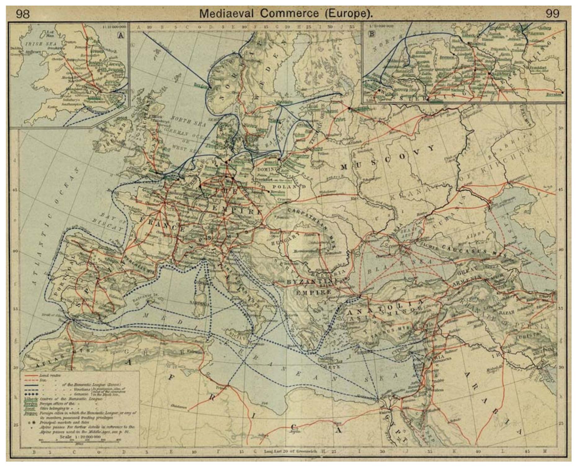 Figure 2. Medieval commercial routes in Europe