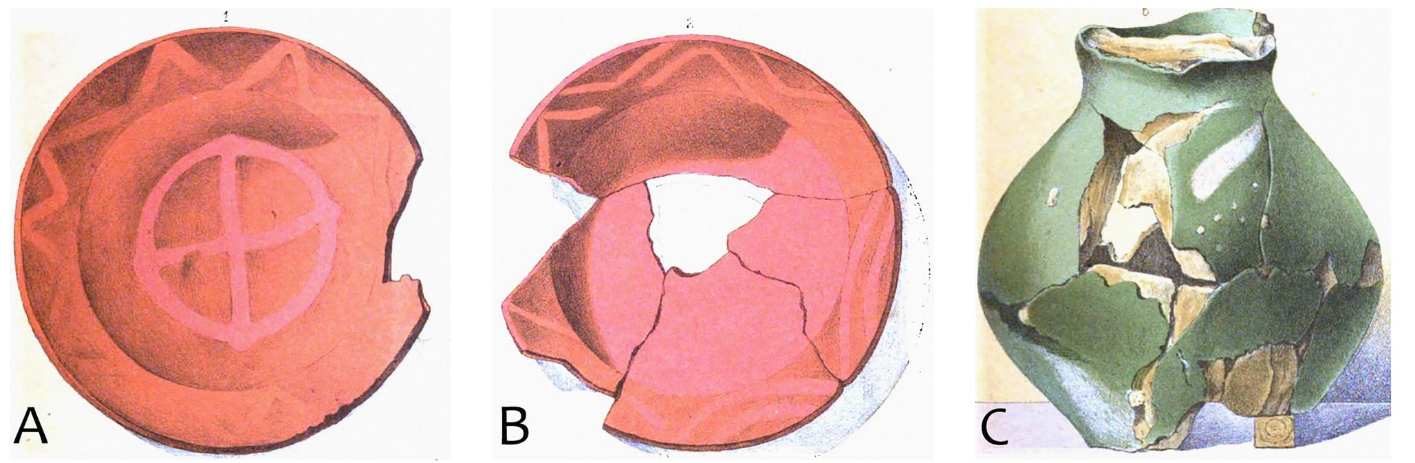 Figure 4. Vessels excavated at Coni, Azerbaijain, c. 2nd-1st cen. BCE. Dimensions not known. Images in the public domain from de Morgan (1896: pl. 5). 