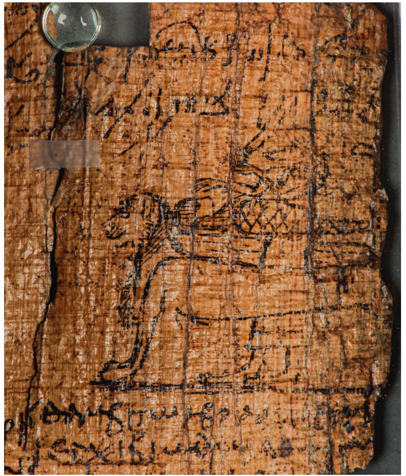ATION 18.12 Detail of P. Lugd.Bat. J 384 V = PGM XII 474-479, AMS 75 Leaf 1, image accompanying lines 474-479, Demotic Papyrus, magic, 4th century CE, National Museum of Antiquities, Leiden PHOTOGRAPH ROBBERT JAN LOOMAN 
