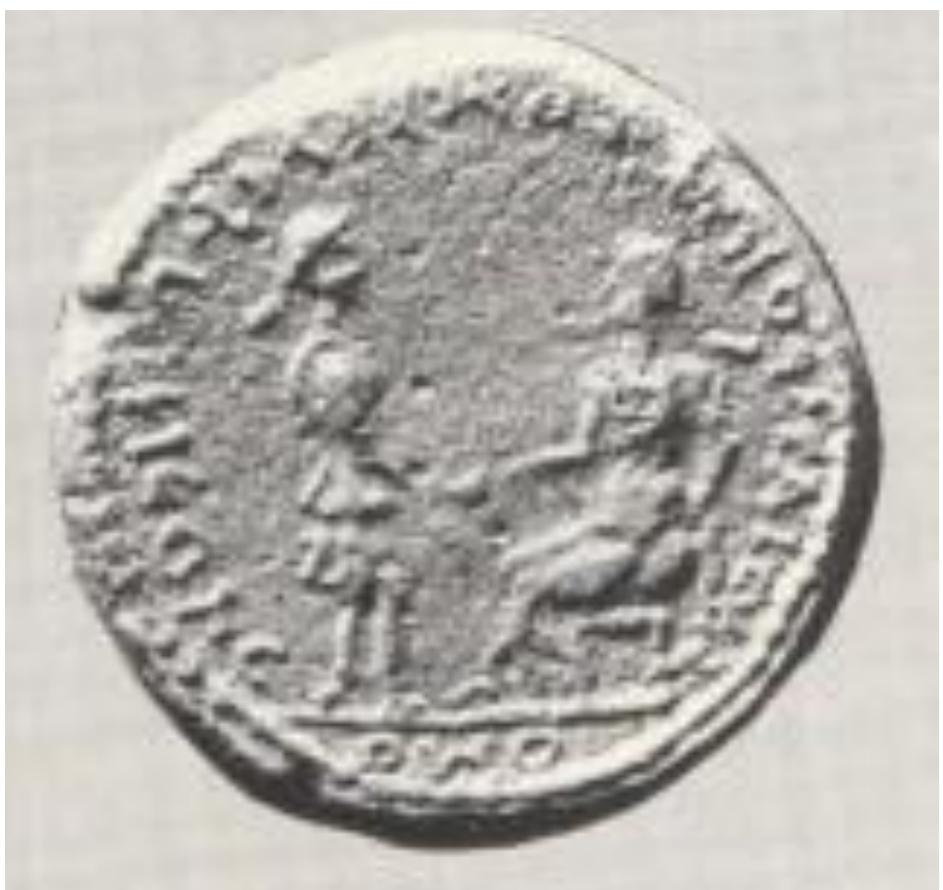 Coin minted in Cyme under Domitian, depicting the Amazons Myrina and Cyme(Image taken from LIMC Vol.1) 