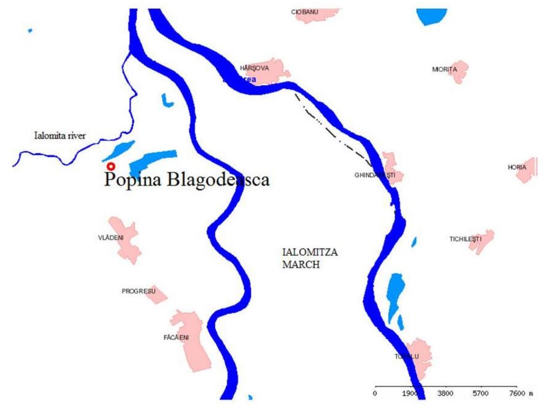 Fig. 1. Location of Vladeni-Popina Blagodeasca (author: Emilia Corbu). 