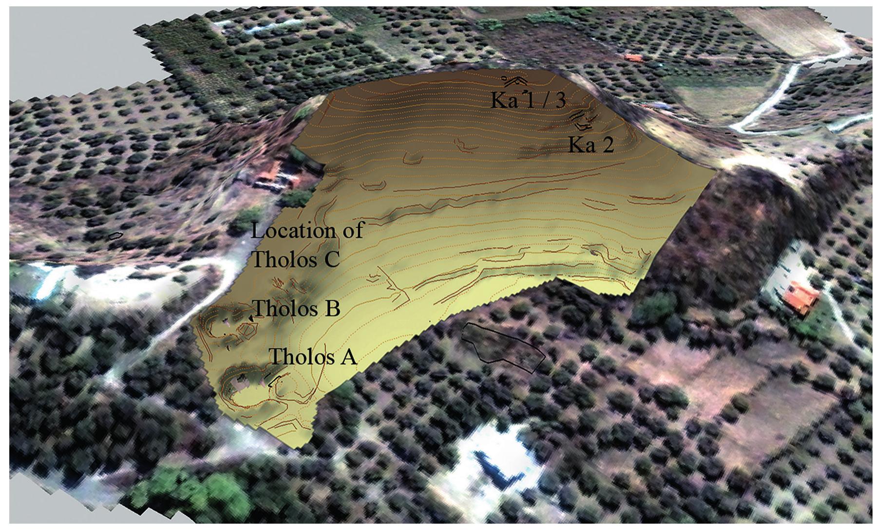 Fig. 3: Terrain model of the site of Kakovatos (Ch. Kurtze) 