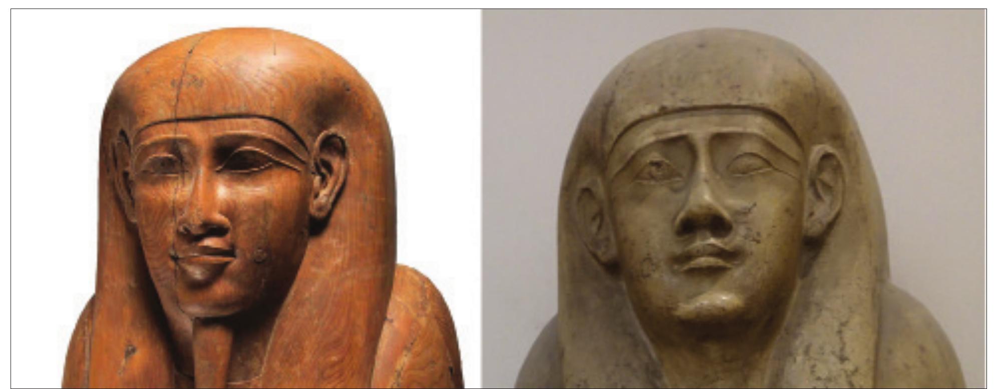 Figure 30: The inner coffin of Imhotep (Ahmed Amin); the coffin of Hekenut (photo by J. Kamrin, courtesy of the MoA, GEM 2757) 