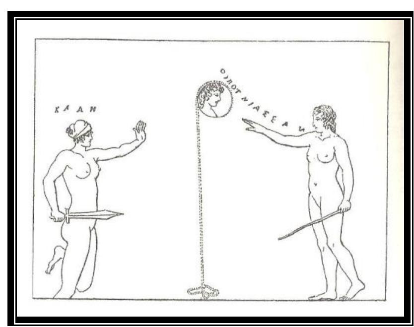 Fig.3. Line drawing of lost Greek vase depicting naked witches (McGinnis, 2012) 