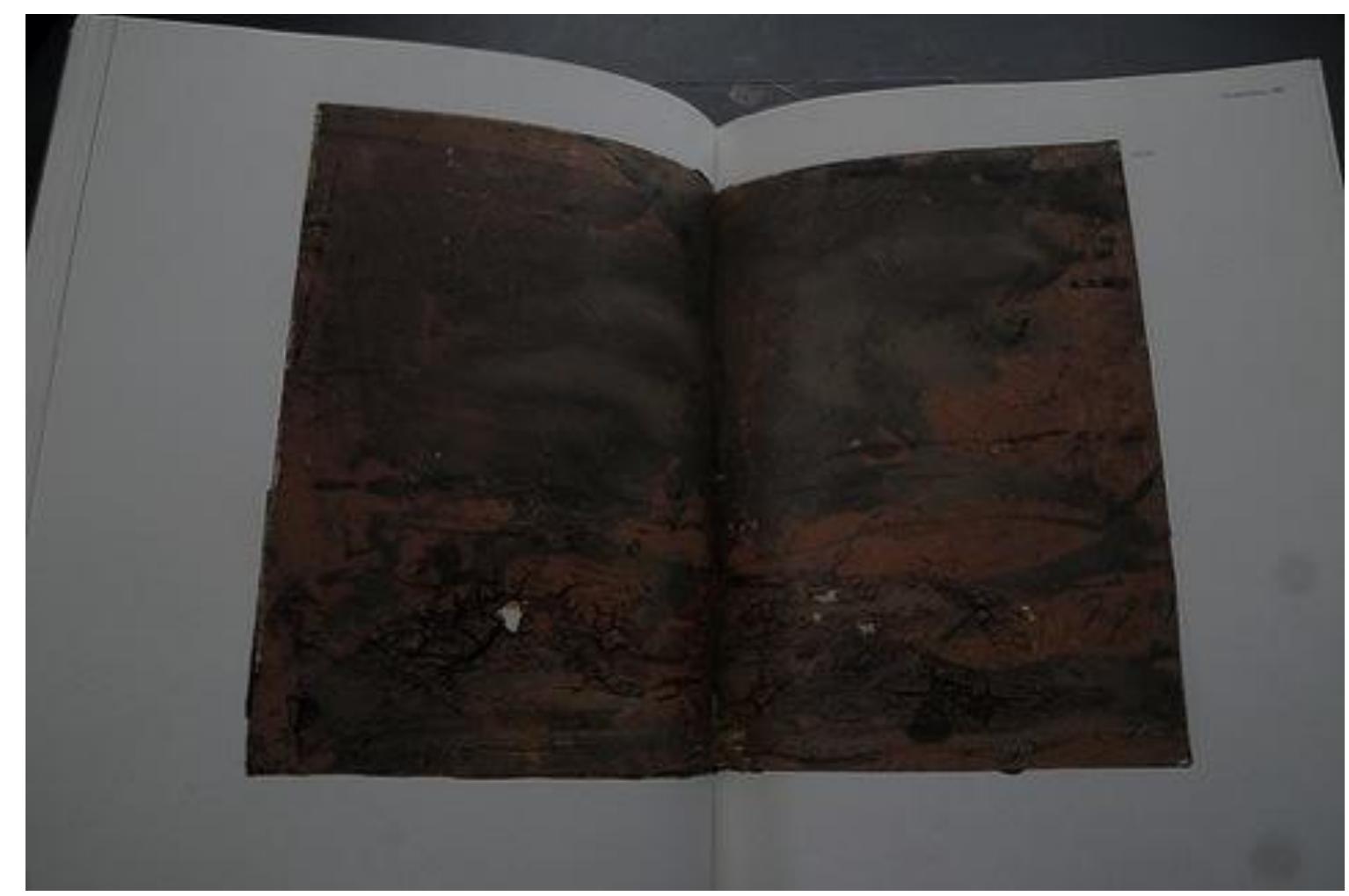 How does the relationship between earth and world come out in this piece? The book's title refers to the birth of a star. The subject matter is a mythical representation of the sun/sky (Isis) and underworld/death, (Osiris) juxtaposed with a modern technological representation of the sun (Nuclear technology). Perhaps the piece asks us to question our relationship to the earth's deepest energy sources. The connection between life, death, nature, spirituality, technology, and morality is evident. The work asks us to look at how we have set up a relationship between earth, energy, and matter and world, myth, and technology. Perhaps the Birth of the Sun points to the possibility that nuclear technology could be a new source of the earth/world relationship, a quasi-spiritual-power that connects energy to society, rather than a neutron bomb that threatens to annihilate us. 