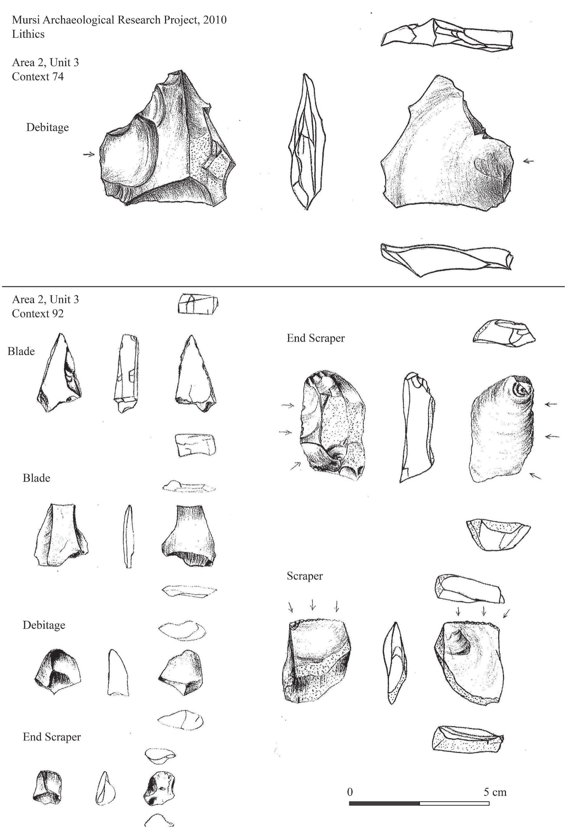 Figure 20.12. Lithics: Contexts 74 and 92 (Area 2, Unit 3) (Drawn by Anna Zsofia Biller) 
