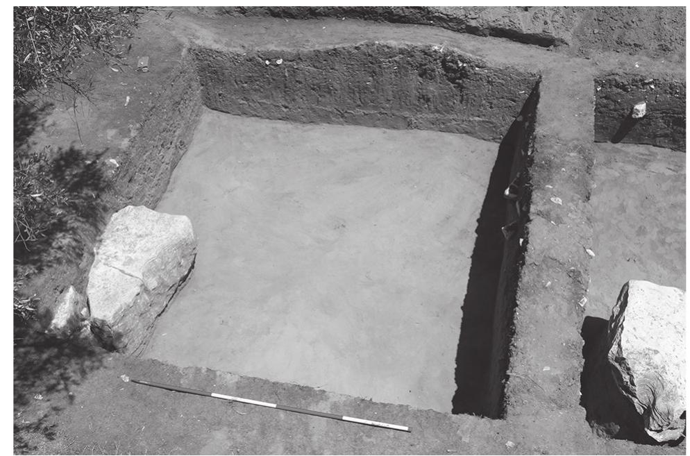 Figure 20.20. Post-excavation photograph of Unit 2, showing wall 39 (lower left) (Photo by David Hernandez)  Figure 20.19. Plan of Units 2 and 3 in Area 2 (Drawn by David Hernandez) 
