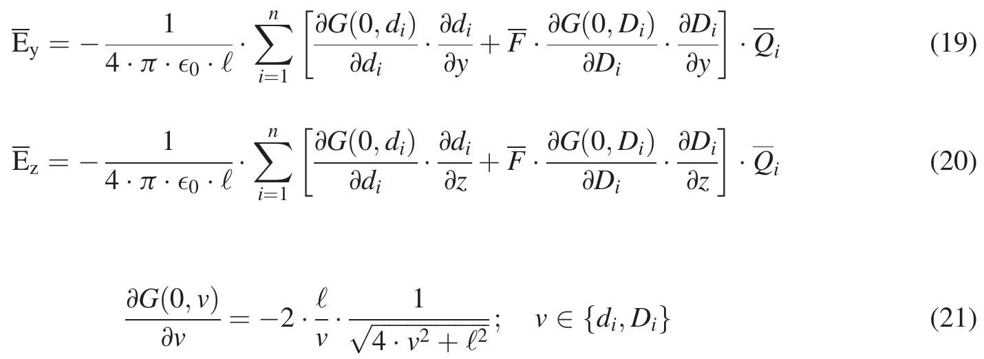 In Equations (19) and (20), the conductor charges Q; are unknown and can be computed by solving the system of linear equations (C.3) derived in Appendix C.