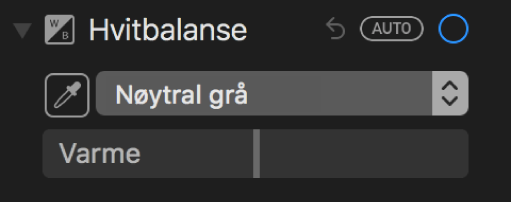 Hvitbalanse-kontroller i Juster-panelet.