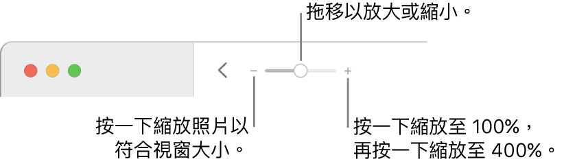 顯示縮放控制項目的工具列。