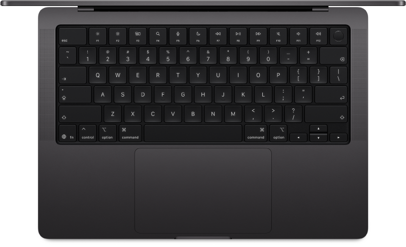Προβολή πάνω πλευράς MacBook Pro.