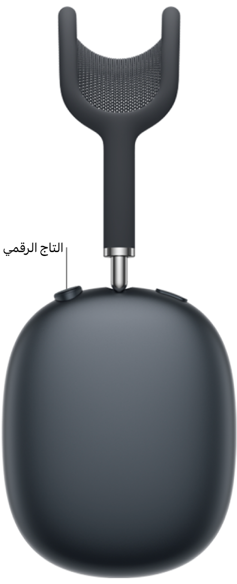 موضع التاج الرقمي على سماعة الرأس اليمنى في AirPods Max 2.