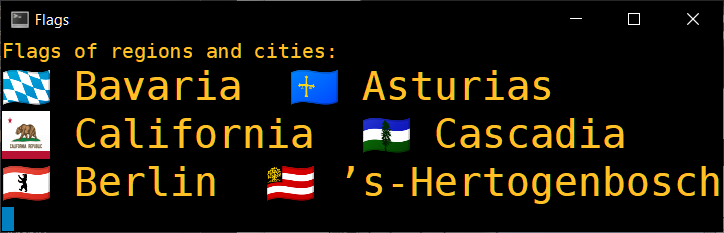 Mintty displaying flags emojis