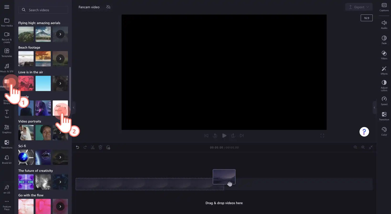 An image of a user adding stock video.