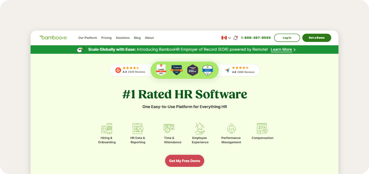 BambooHR homepage.