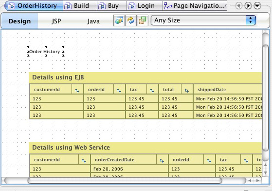 EJB added to Table component