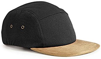 Beechfield Suede Peak 5 Panel Cap - Black