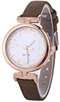 Fashion Wrist Watch Business Bracelet Watches with Genuine Leather Band Analogue Quartz Wristwatch (Brown)