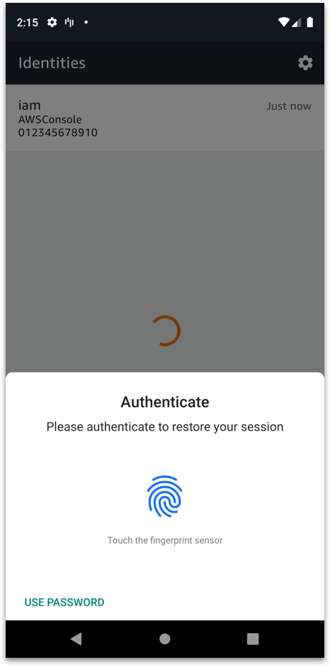 Console Mobile App for Android authentication