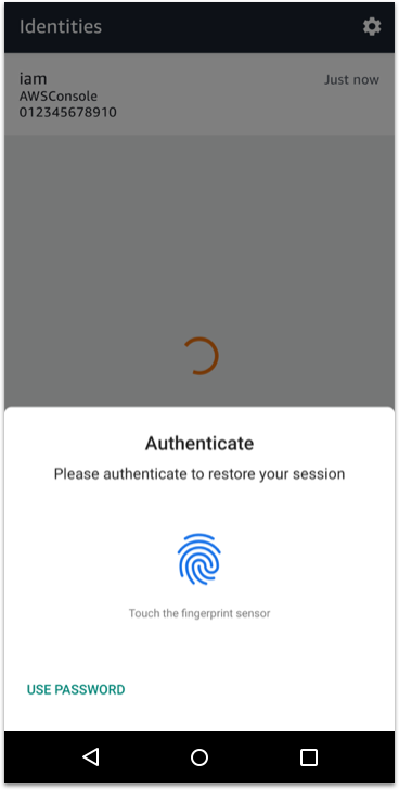 Console Mobile App for Android authentication