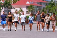The cast of Below Deck Season 12 walking down a street together