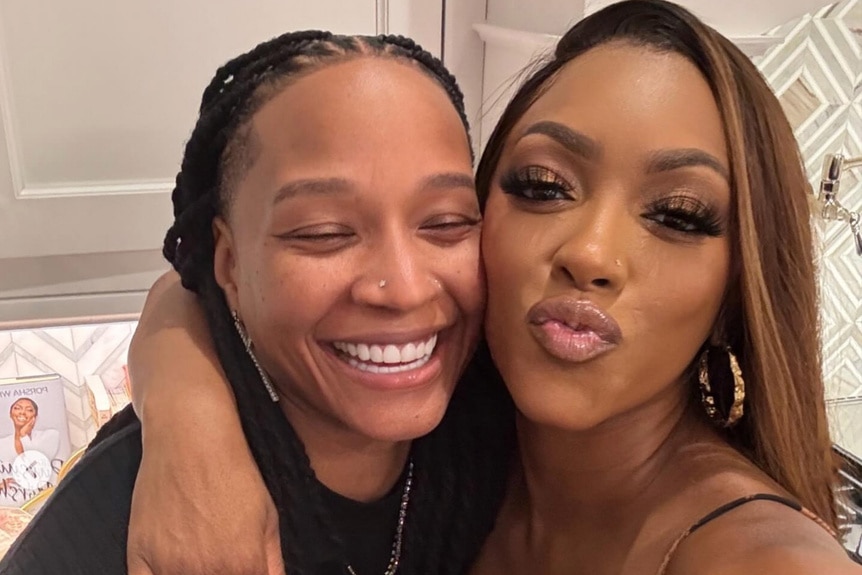 Porsha Williams hugs and poses with her girlfriend Sway the Pro on Instagram.