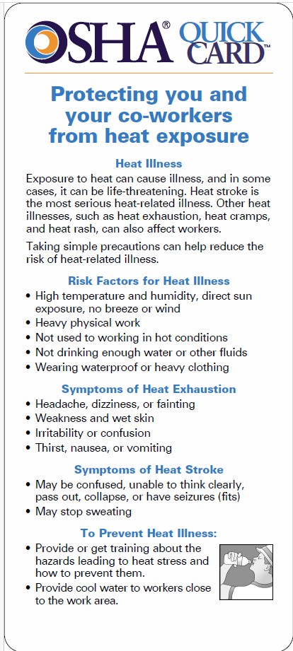 Protecting you and your co-workers from heat exposure QuickCard