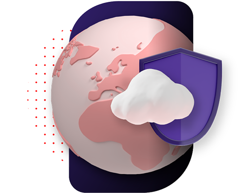 Earth with cloud and shield 