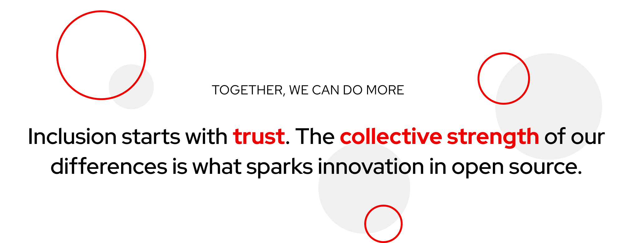 Inclusion starts with trust. The collective strength of our differences is what sparks innovation in open source.