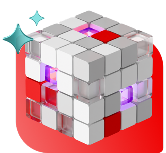 3d cube with AI sparkles