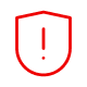 Red shield with an exclamation mark, representing a vulnerability